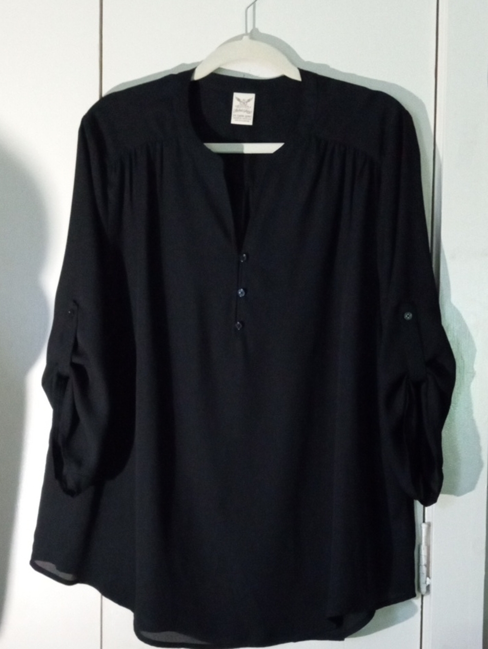 Faded Glory Sheer Women's Top Black - 2X 18W-20W